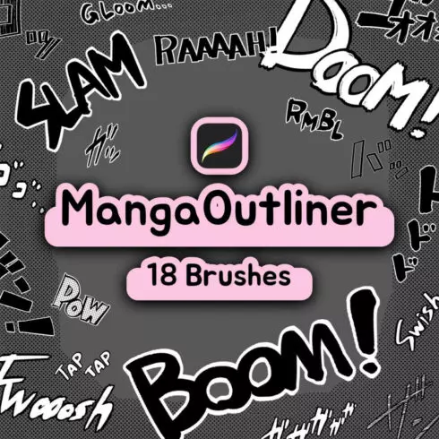 Manga Outliner - 18 Brushes for Procreate cover image.