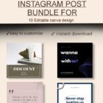 10 Editable Instagram Post Templates – Canva Bundle for Businesses & Creators cover image.