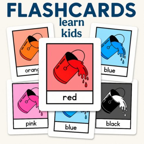 11 Printable Color Flashcards for Kids – Fun Preschool Learning PDF | Teach Basic Colors Easily cover image.