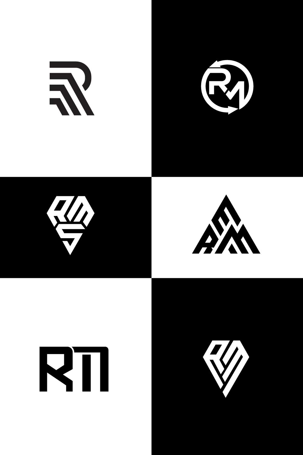 Creative letter RM branding monogram logo 6 Bumdle pinterest preview image.