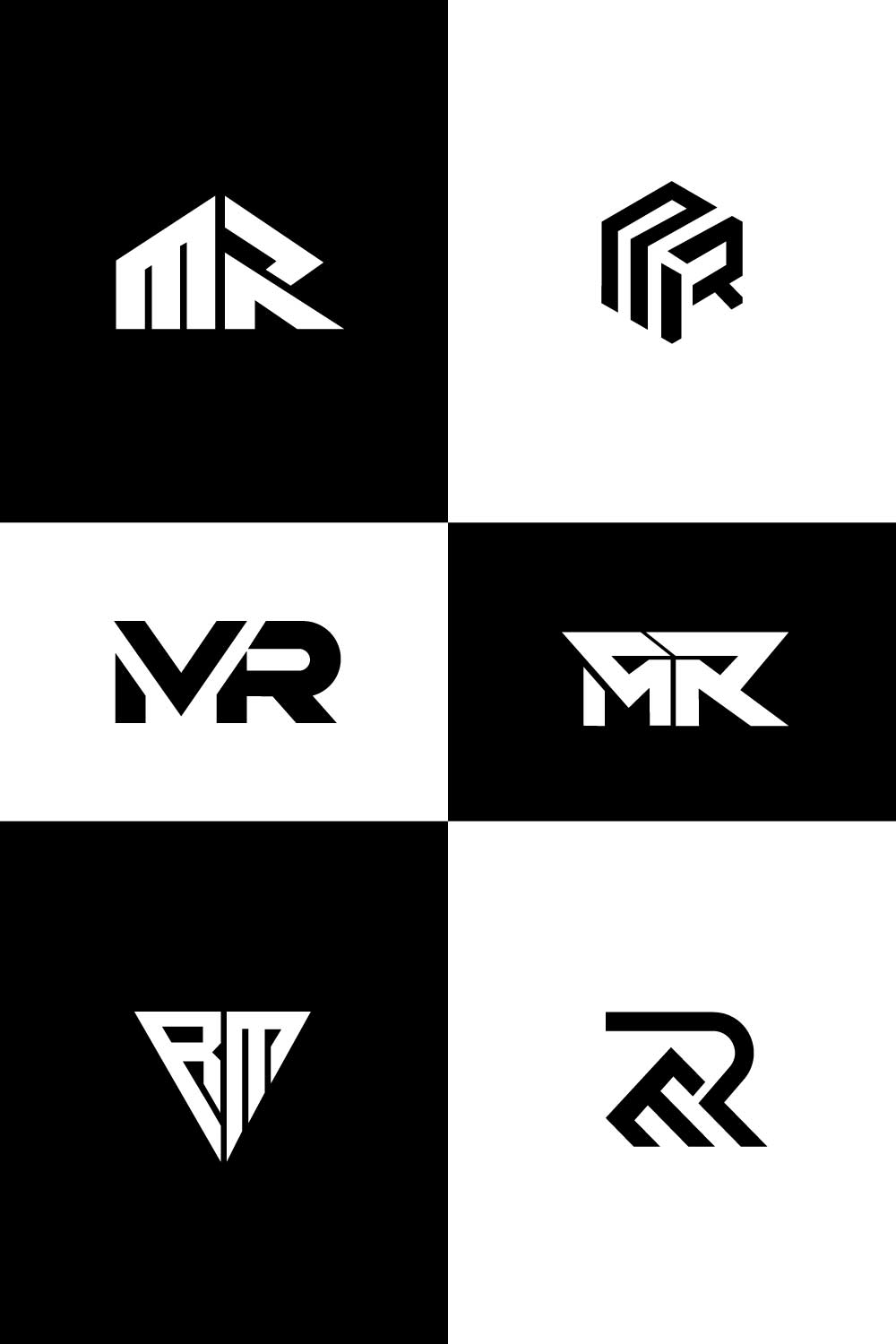Creative letter MR branding monogram logo pinterest preview image.