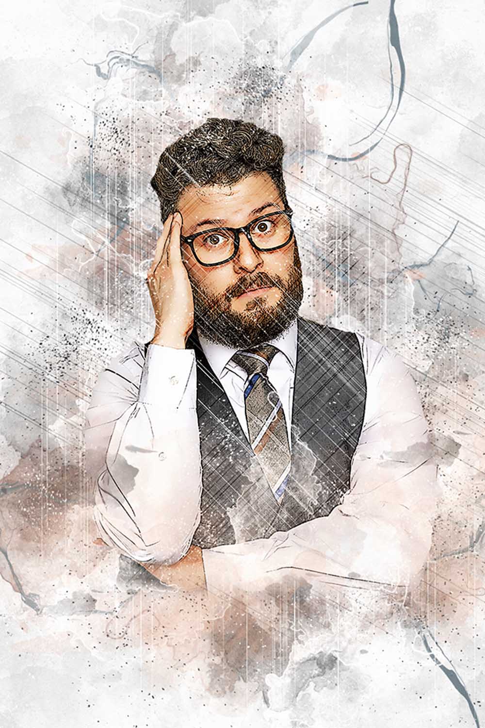 Pen Watercolor Art Photoshop Action pinterest preview image.