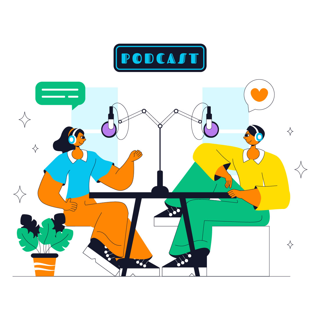 10 Podcast Studio Illustration cover image.