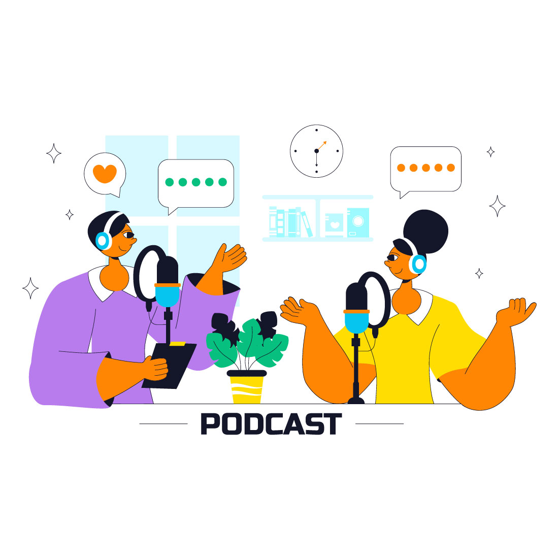 10 Podcast Studio Illustration preview image.