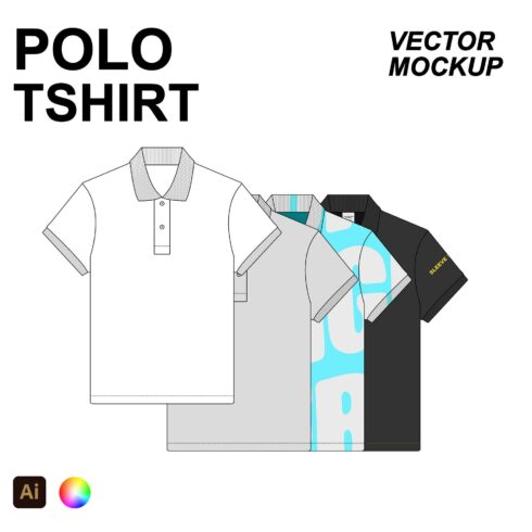 Polo Tshirt Vector Flat Mockup cover image.