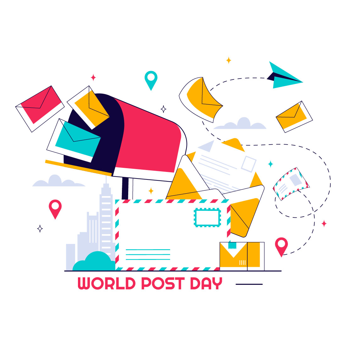 11 World Post Day Illustration preview image.