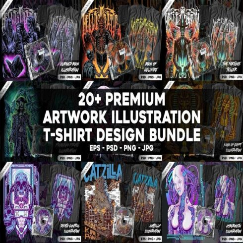 Premium Artwork T-Shirt Design Bundle cover image.