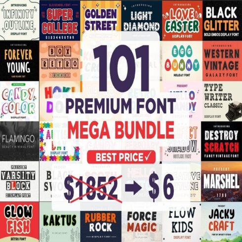 Premium Font Mega Bundle cover image.