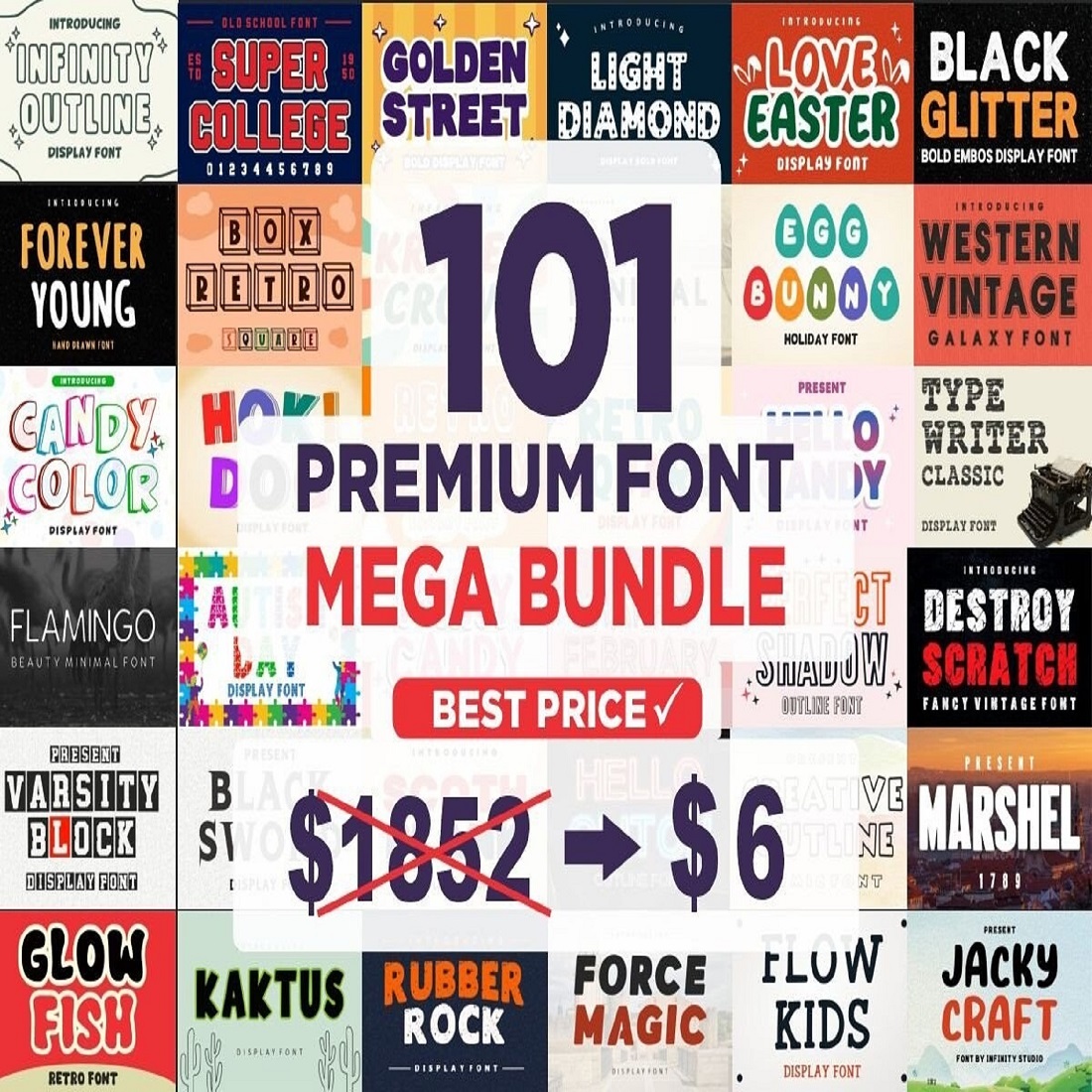 Premium Font Mega Bundle preview image.