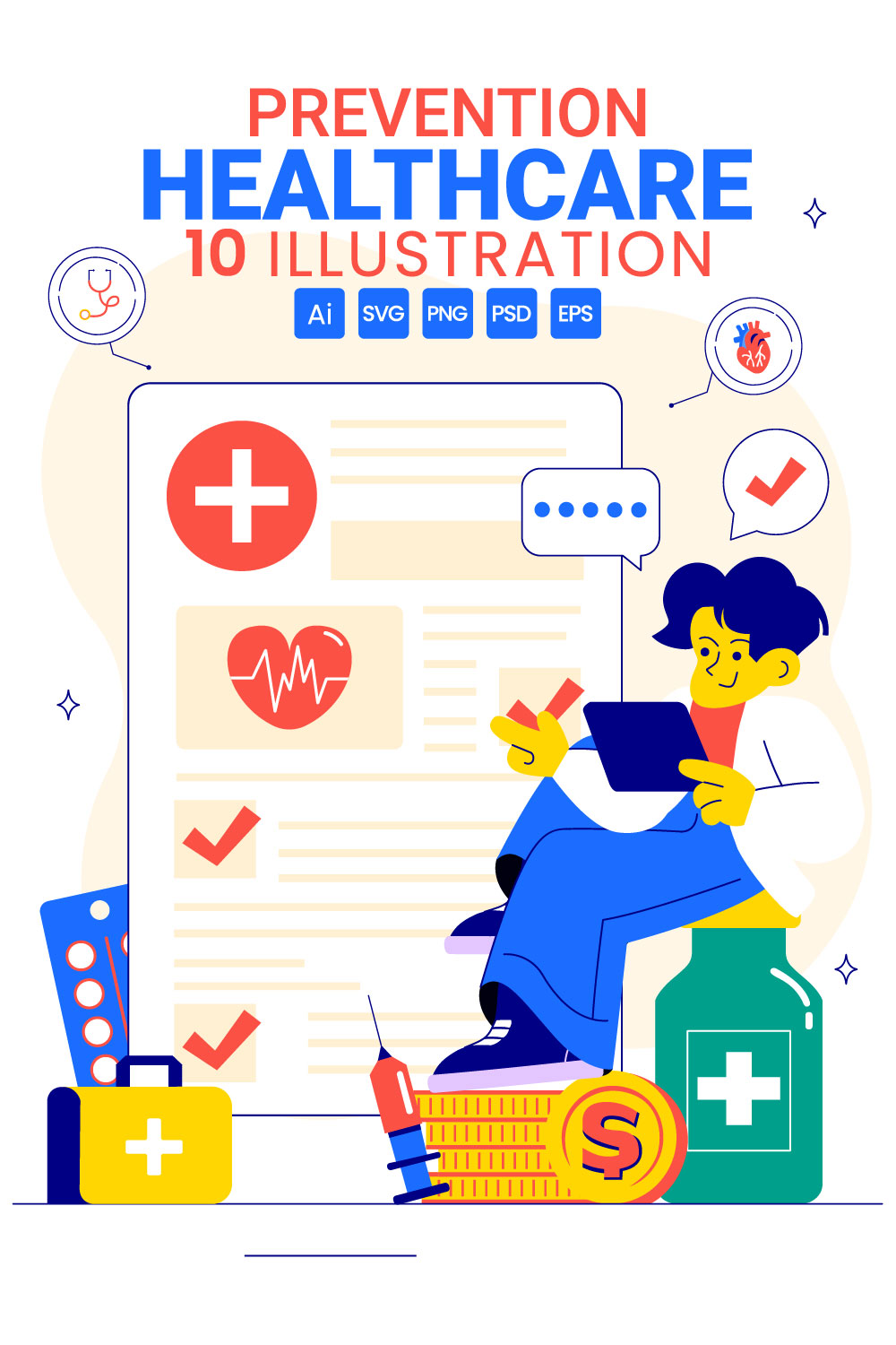 10 Prevention Healthcare Illustration pinterest preview image.