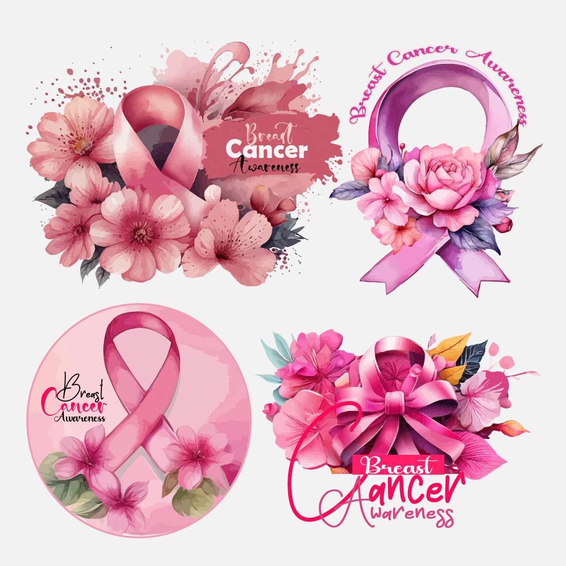 International Breast Cancer Awareness day bundle design cover image.