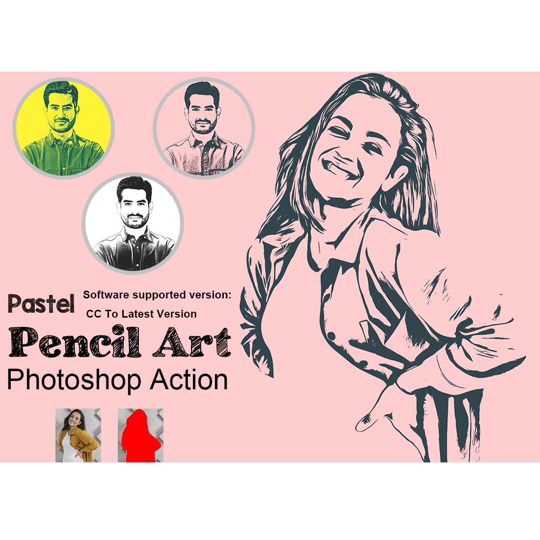 Pastel Pencil Art Photoshop Action cover image.