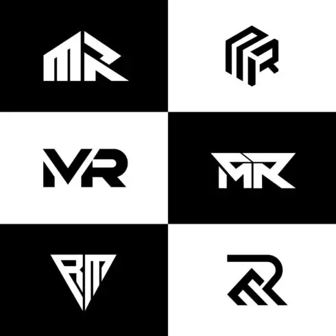 Creative letter MR branding monogram logo cover image.