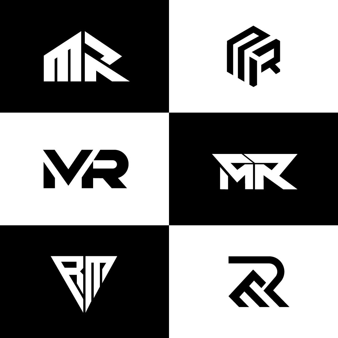 Creative letter MR branding monogram logo cover image.