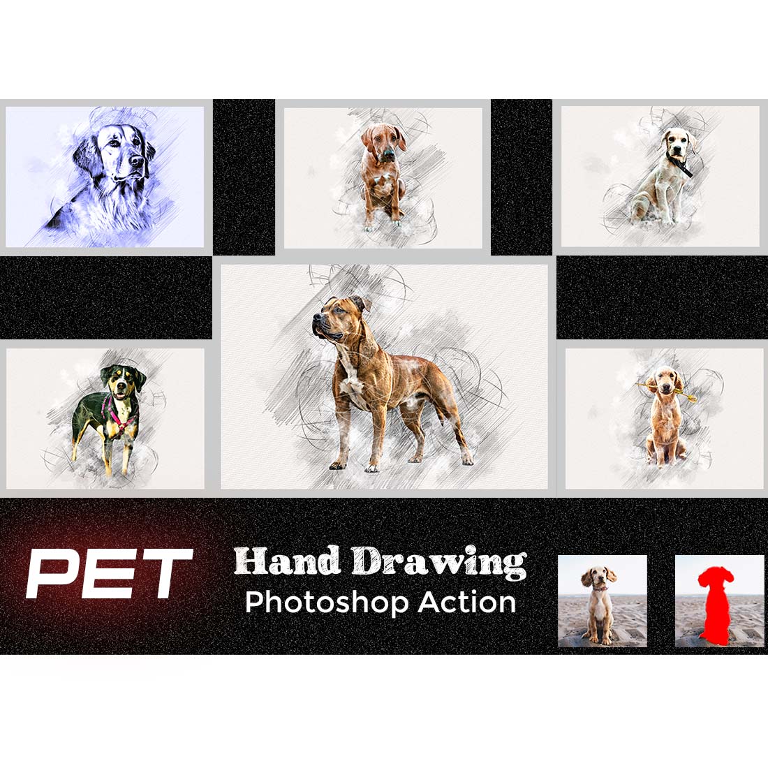 Pet Hand Drawing Photoshop Action cover image.