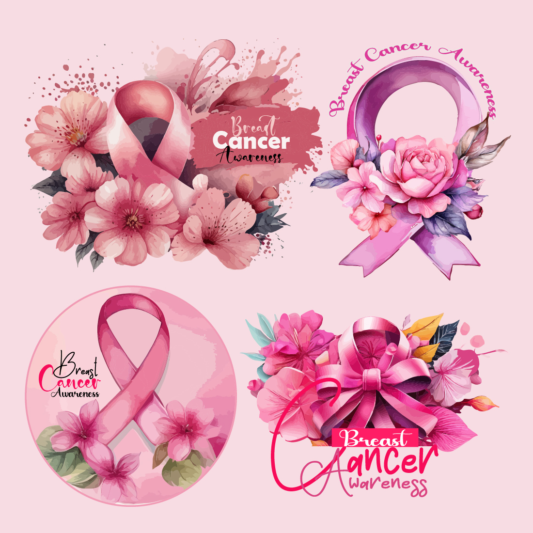 International Breast Cancer Awareness day bundle design preview image.