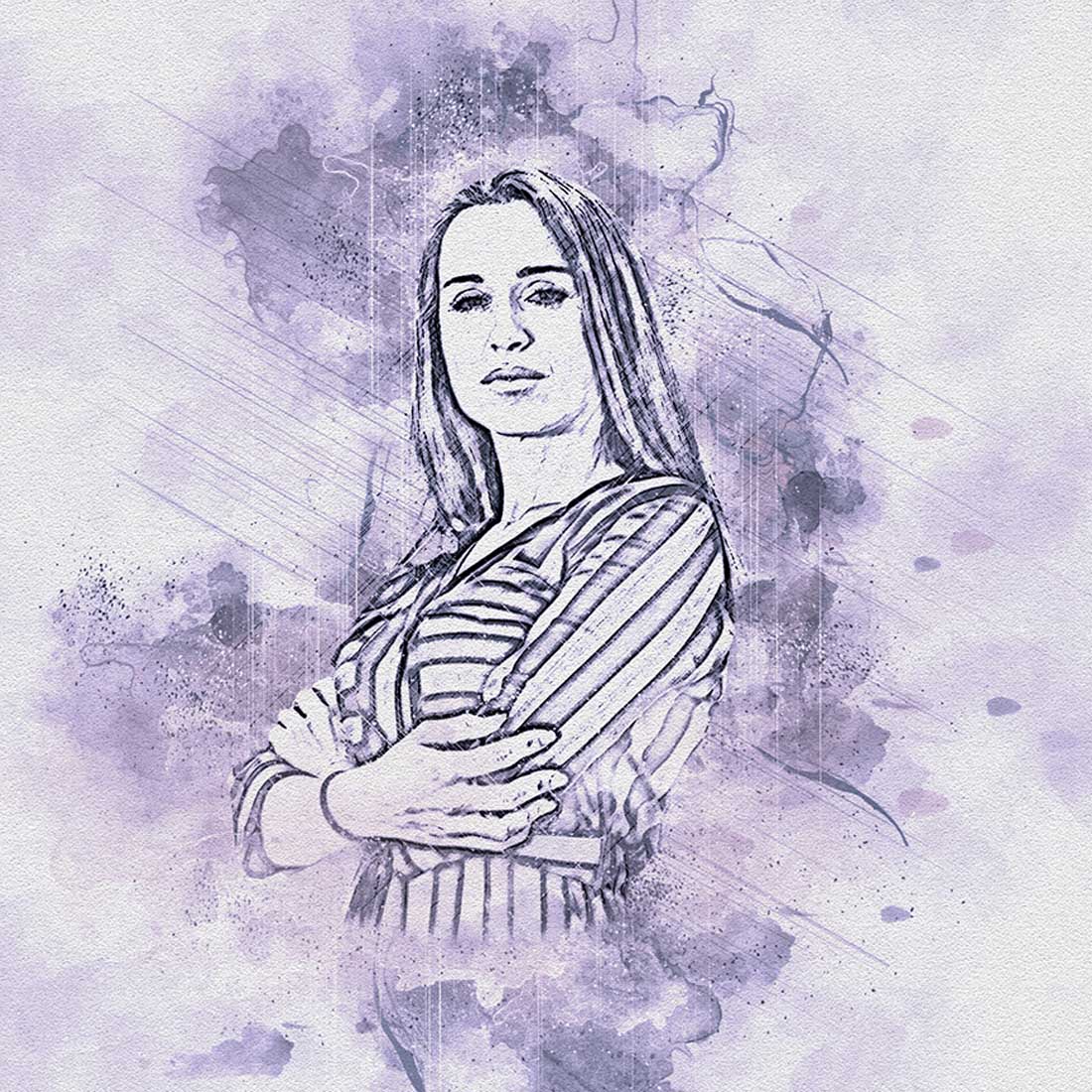 Pen Watercolor Art Photoshop Action preview image.