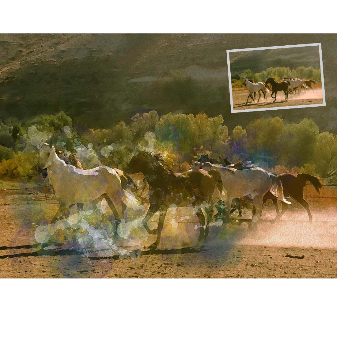 Watercolor Paint Effect Photoshop Action preview image.