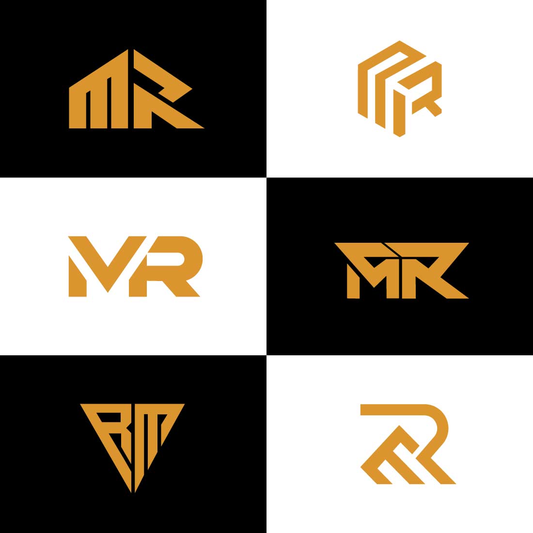 Creative letter MR branding monogram logo preview image.