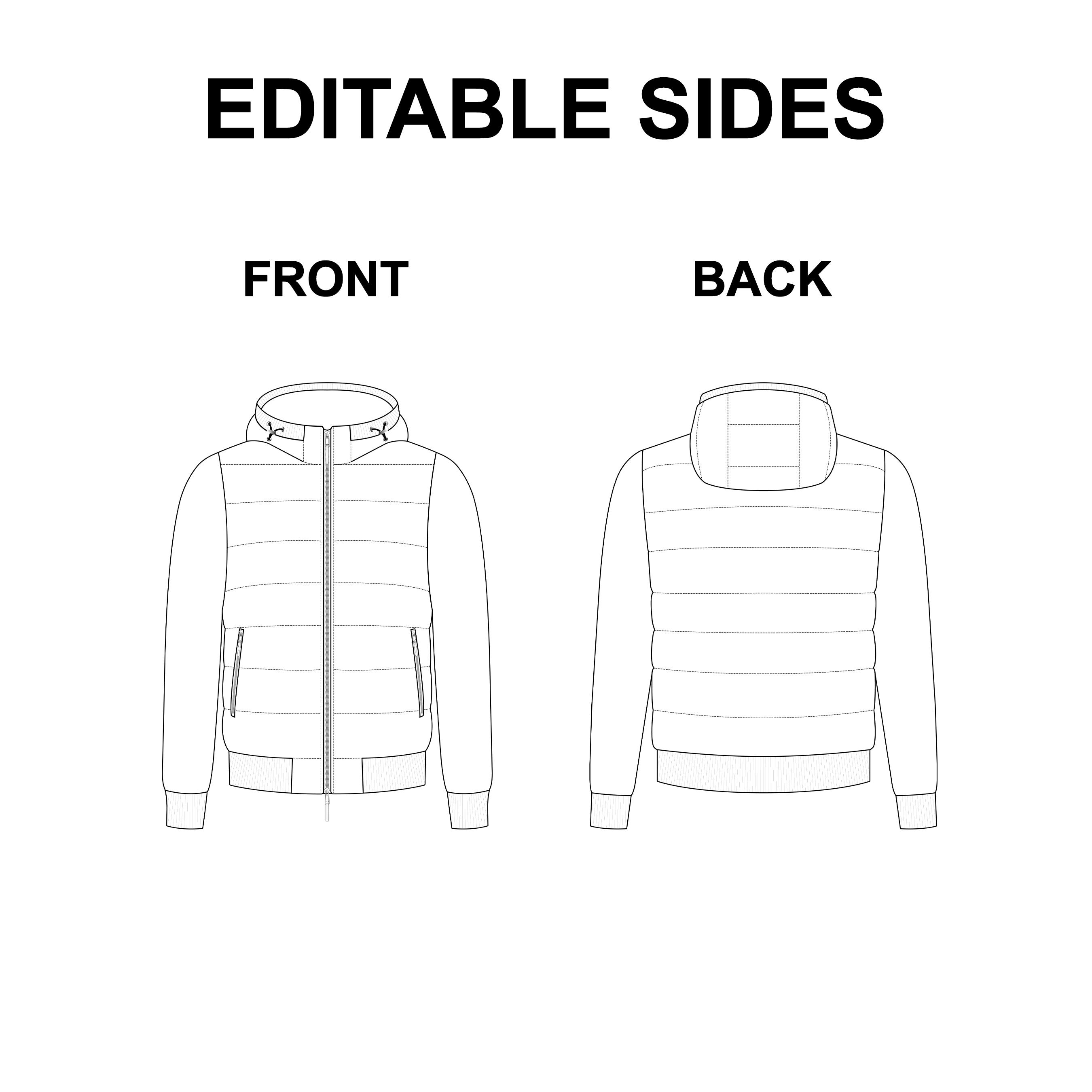 Puffer Zipped Hoodie Vector Mockup preview image.