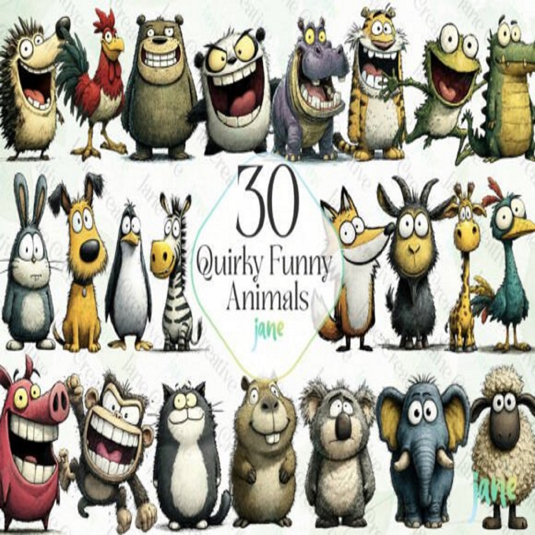 Quirky Funny Animals Sublimation preview image.
