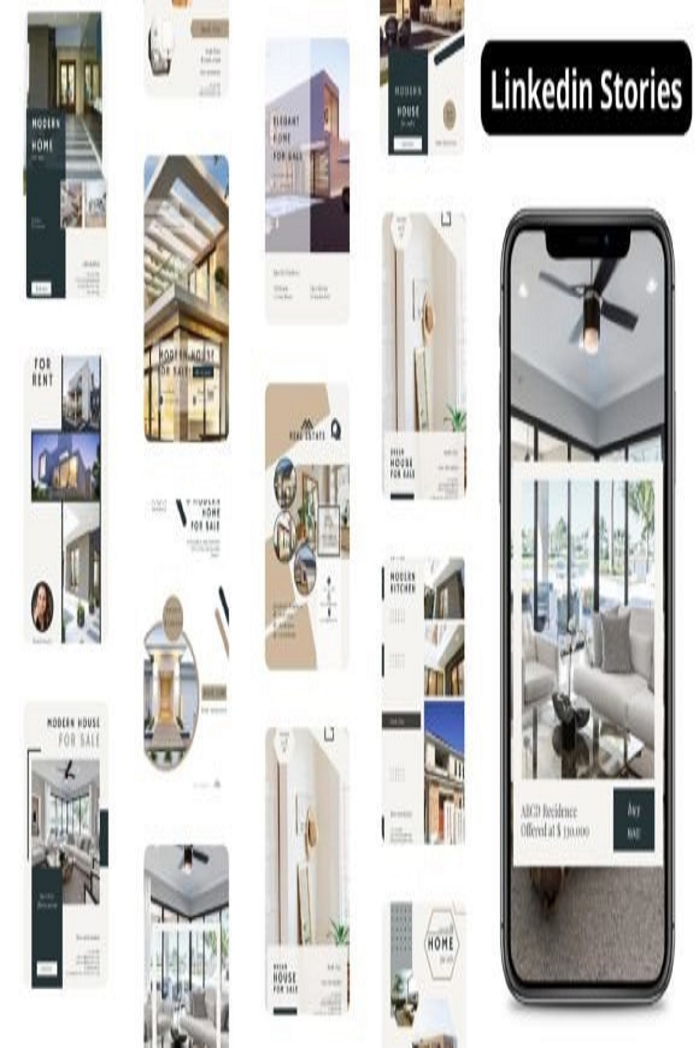 Real Estate Linkedin Stories Templates pinterest preview image.