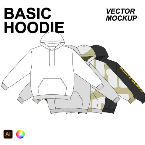 Basic Hoodie Vector Flat Mockup cover image.