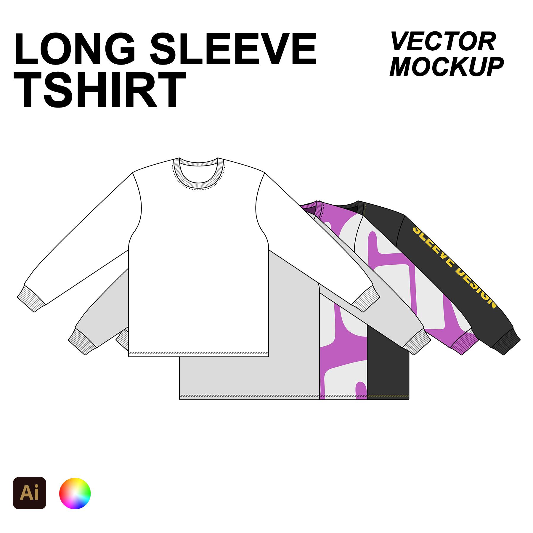 Basic Long Sleeve Vector Flat Mockup cover image.