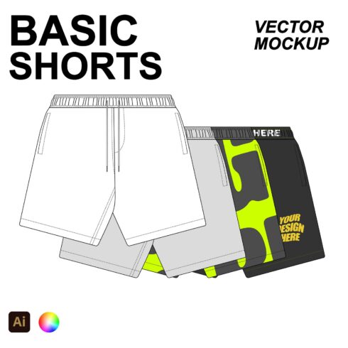 Basic Shorts Vector Flat Mockup cover image.