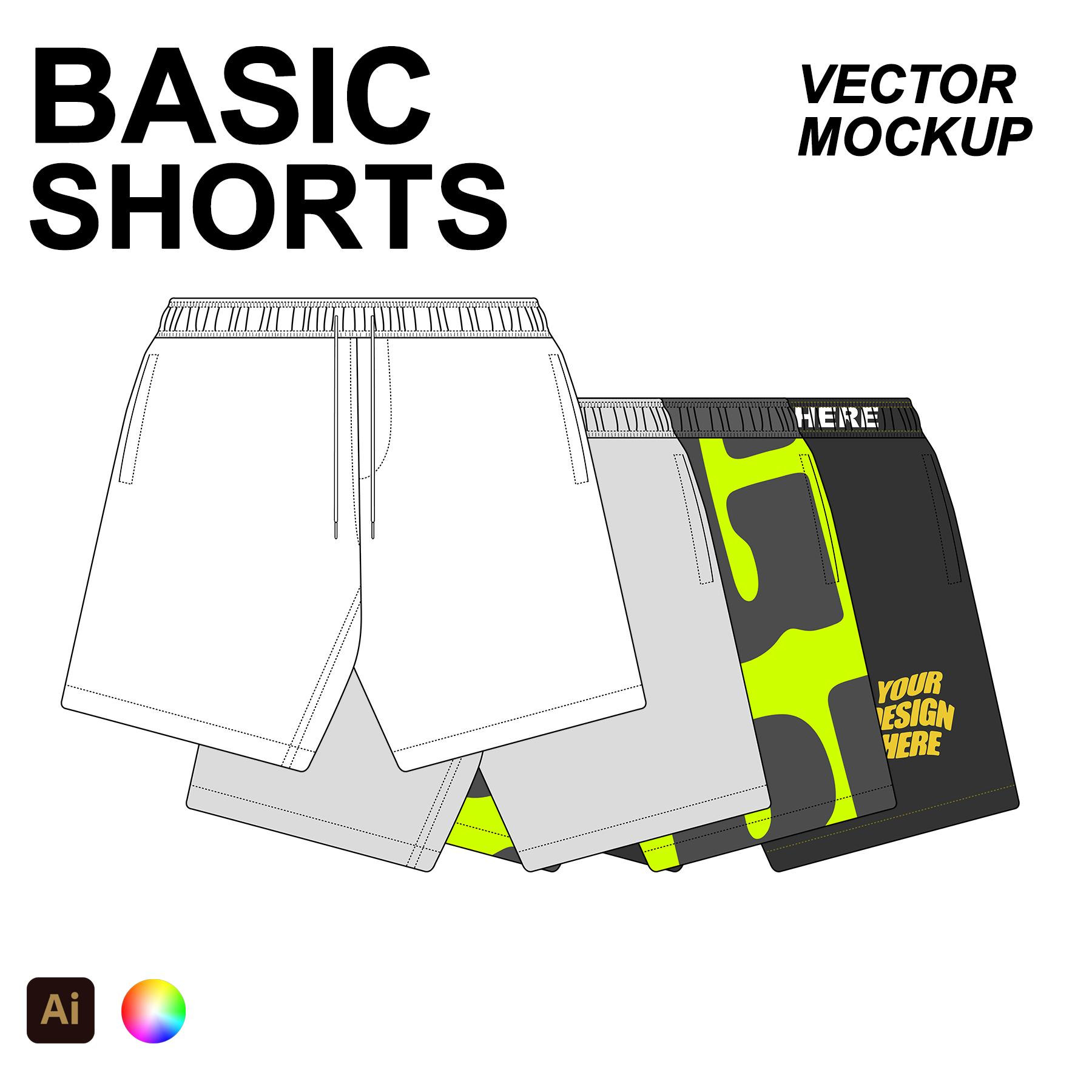 Basic Shorts Vector Flat Mockup cover image.