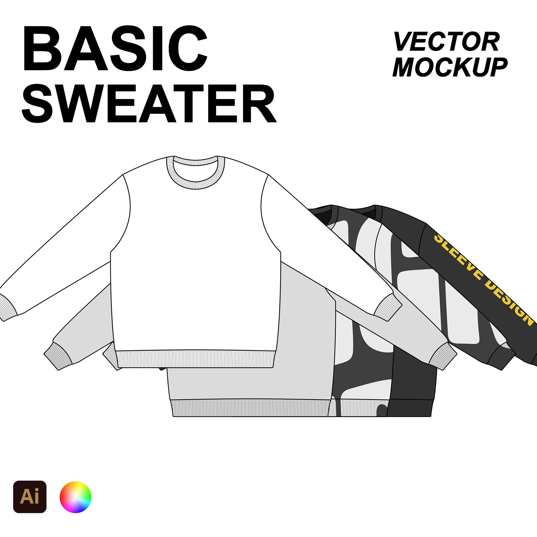 Basic Sweater Flat Vector Mockup cover image.