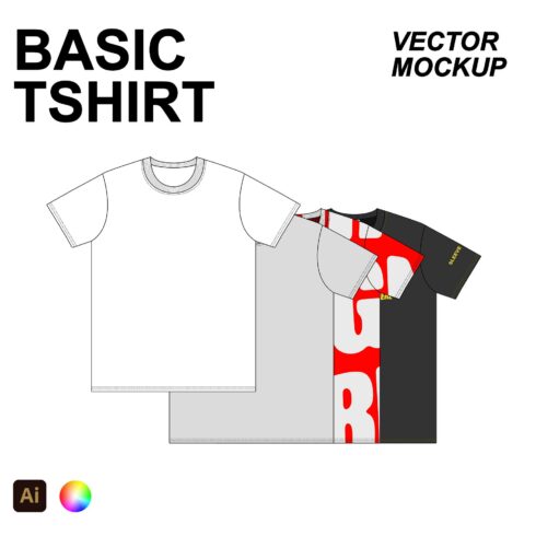 Basic Tshirt Vector Flat Mockup cover image.