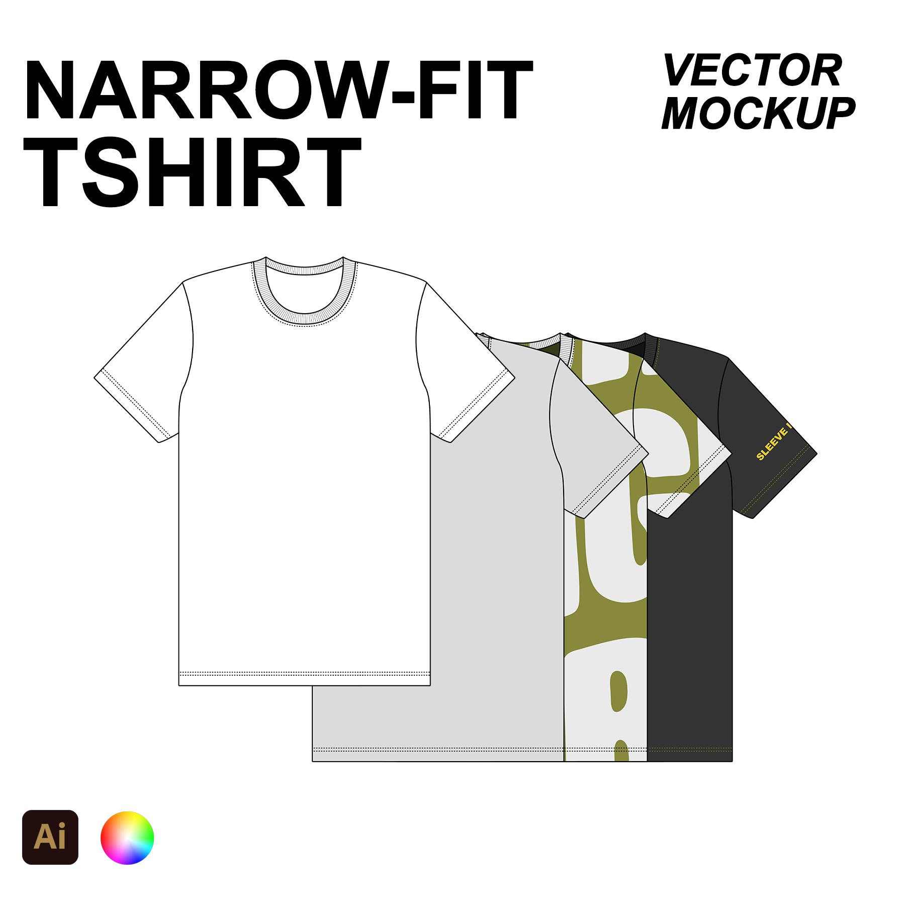 Basic Narrow Tshirt Vector Mockup cover image.