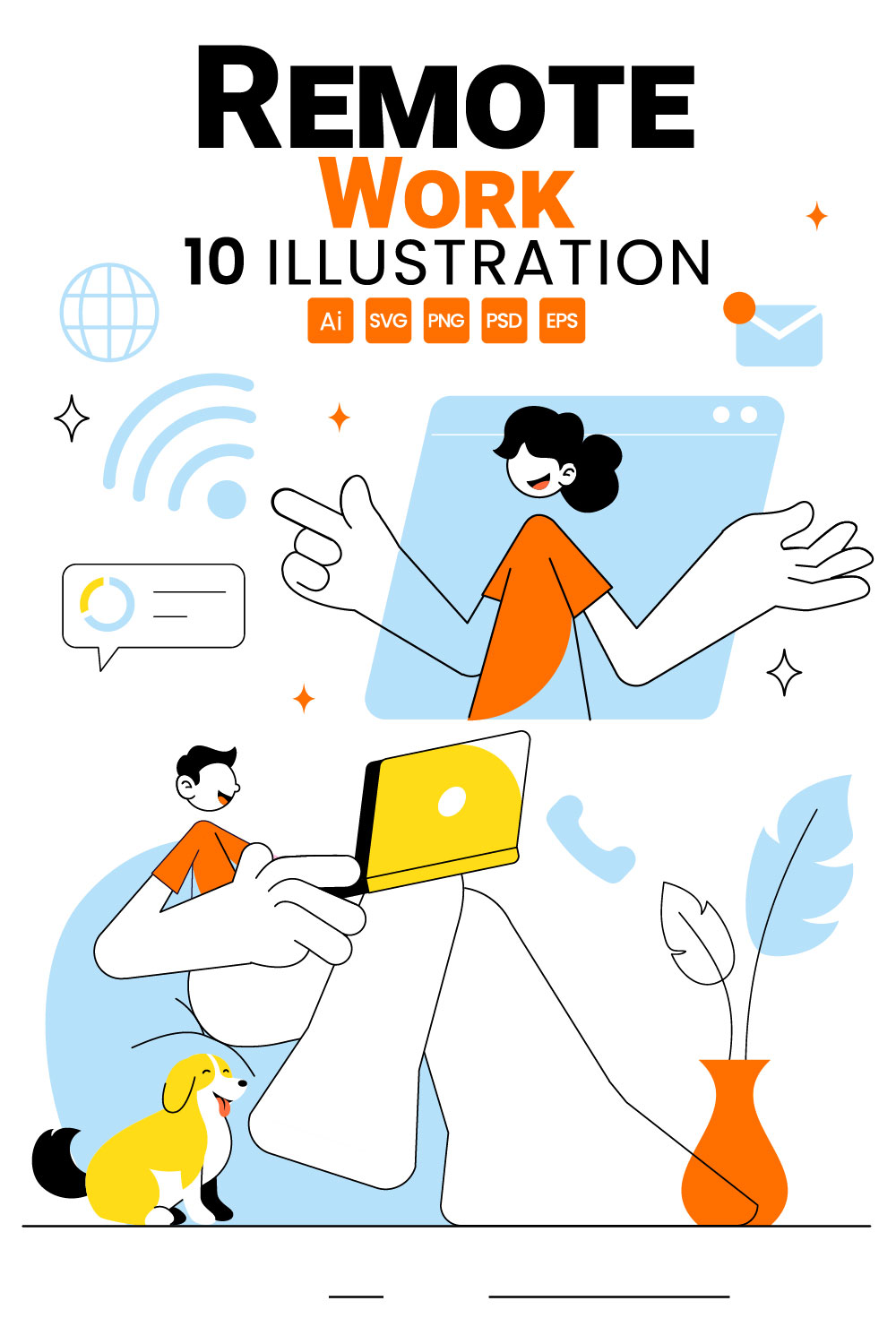 10 Home Remote Working Setup Illustration pinterest preview image.