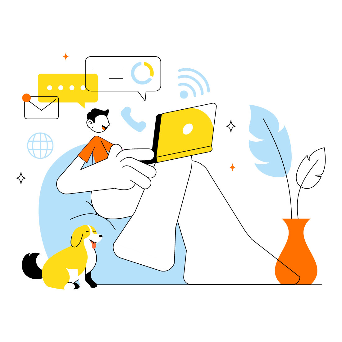 10 Home Remote Working Setup Illustration preview image.