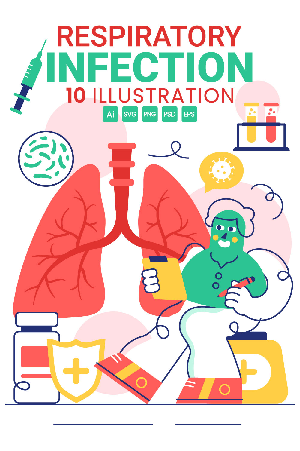 10 Respiratory Infection Illustration pinterest preview image.