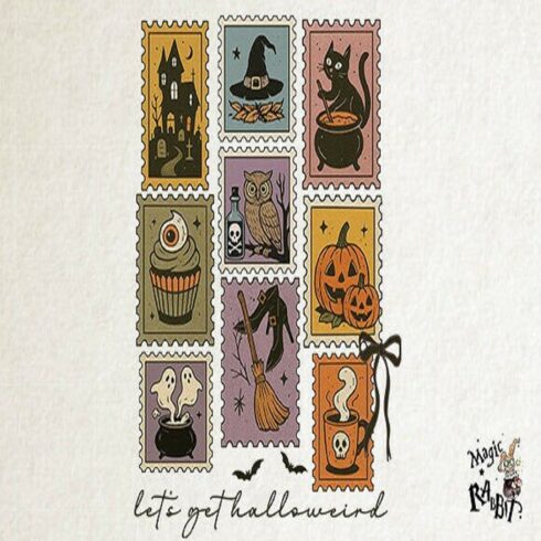 Retro Halloween Stamp Collage Png cover image.