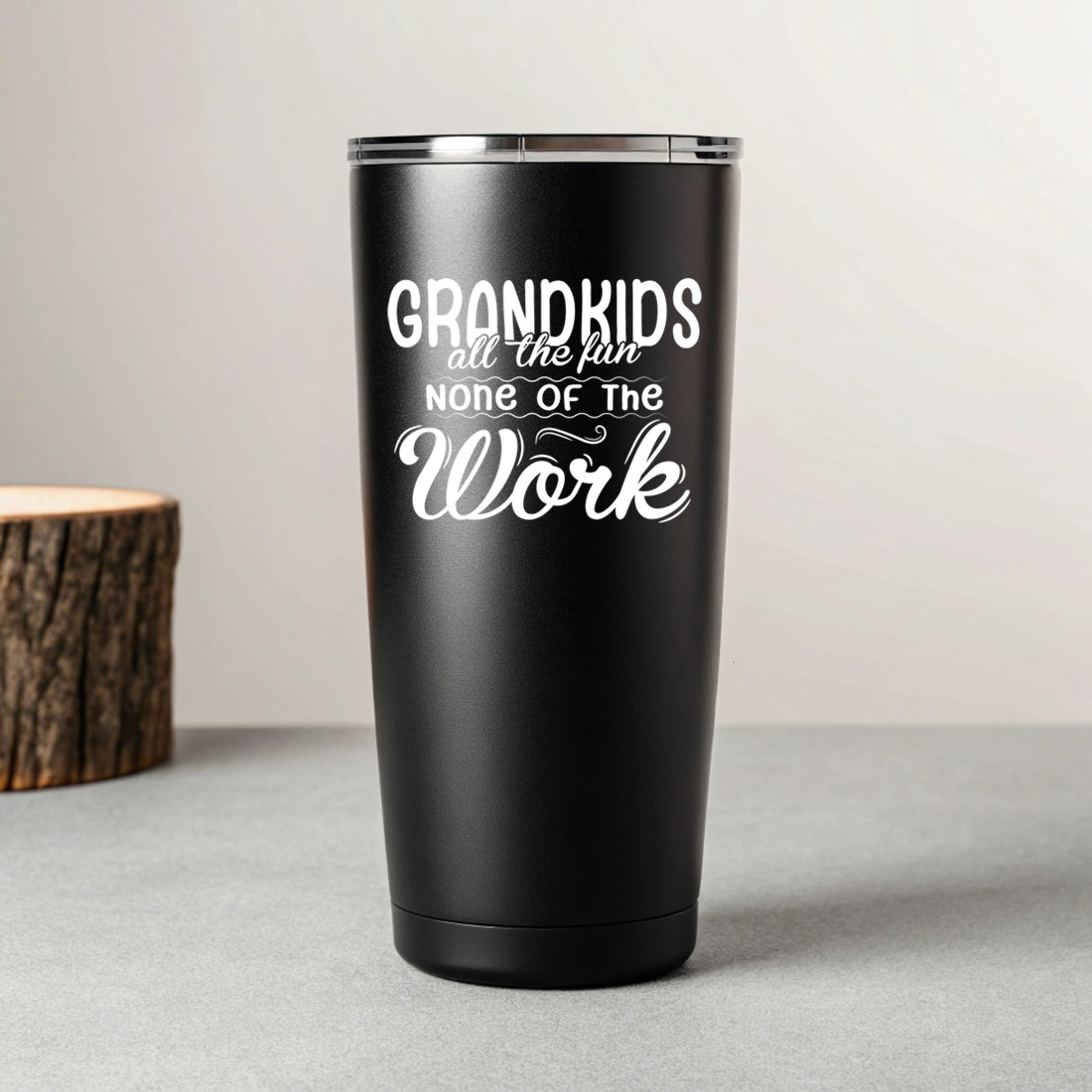 retro style grandparent humor design ideal for mugs hats and apparel. graphic design. 8 black tumblers mockup 353