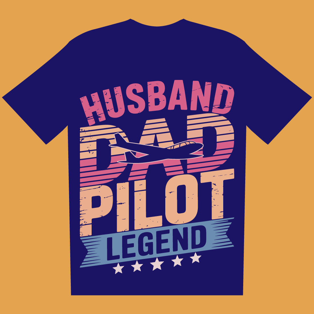Retro Vintage Husband Dad Pilot Legend T-Shirt Design preview image.