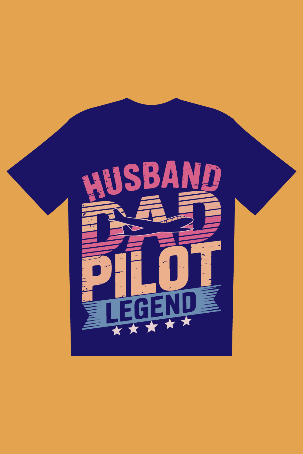 Retro Vintage Husband Dad Pilot Legend T-Shirt Design pinterest preview image.