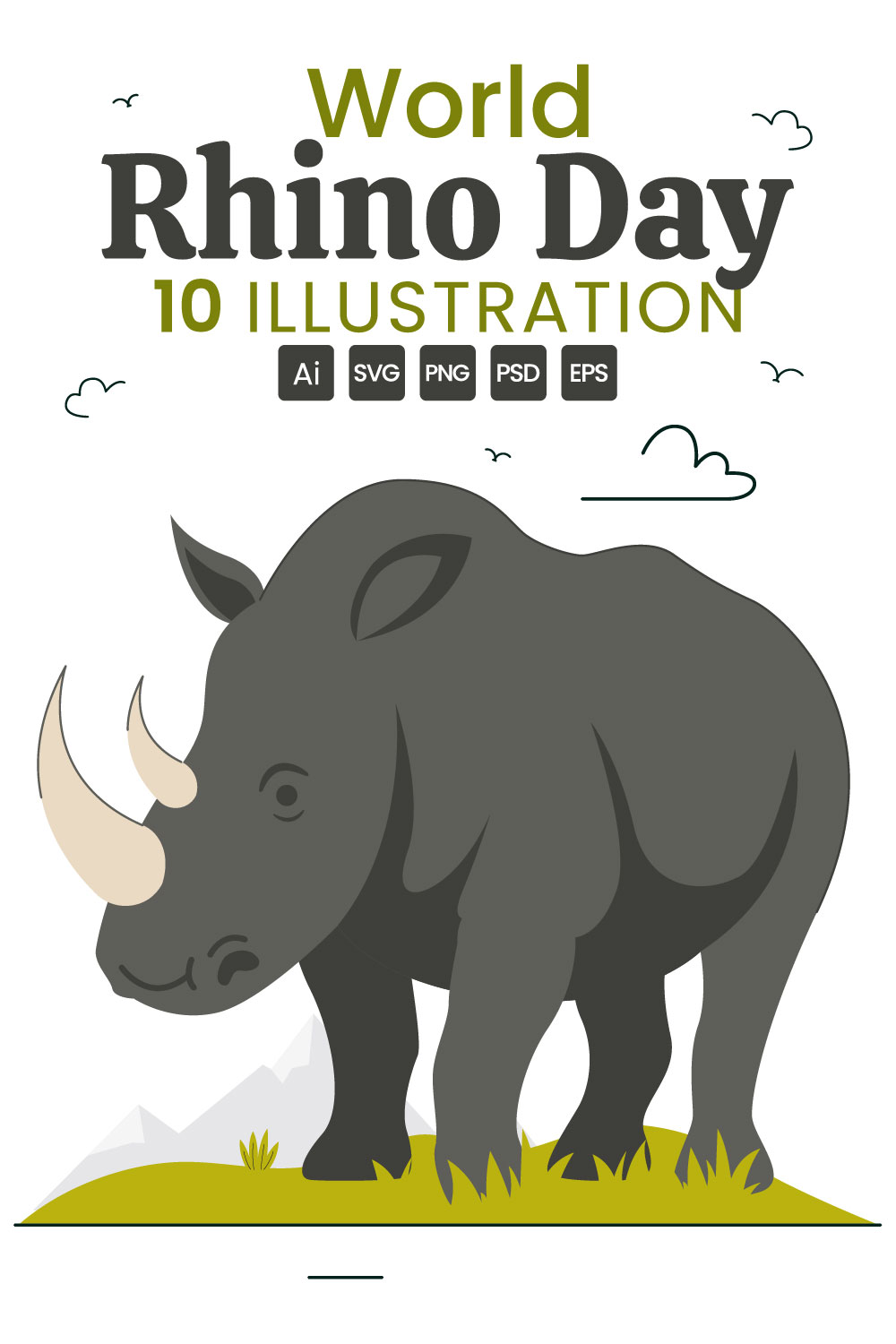 10 World Rhino Day Illustration pinterest preview image.
