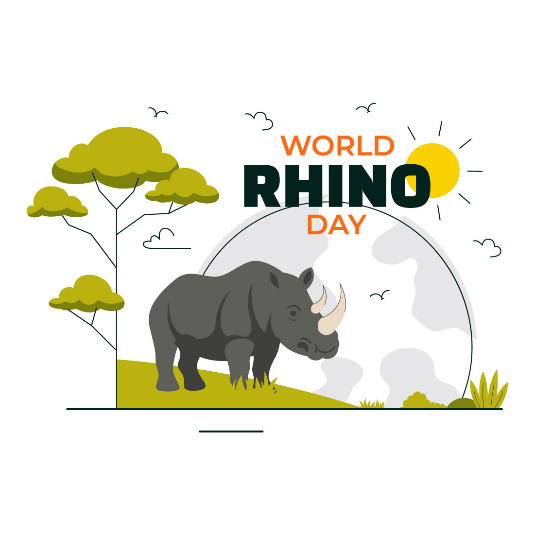 10 World Rhino Day Illustration preview image.