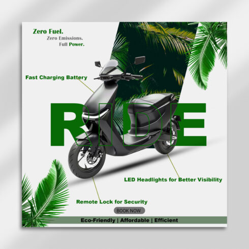 Electric Scooter Promo PSD Template – Eco-Friendly Ride Design cover image.