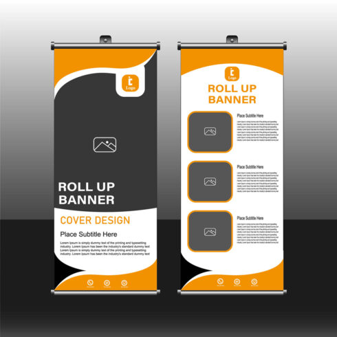 Roll up banner stand design template, modern roll up banner, vector illustration, editable template cover image.