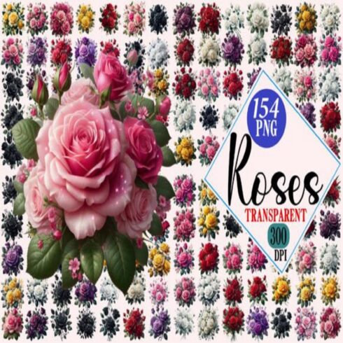 Rose, Glitter Roses Clipart Mega Bundle cover image.