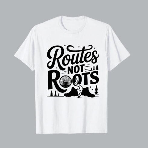 Hiking boots and trees with inspirational text nature hiking EPS PNG T shirt Design cover image.