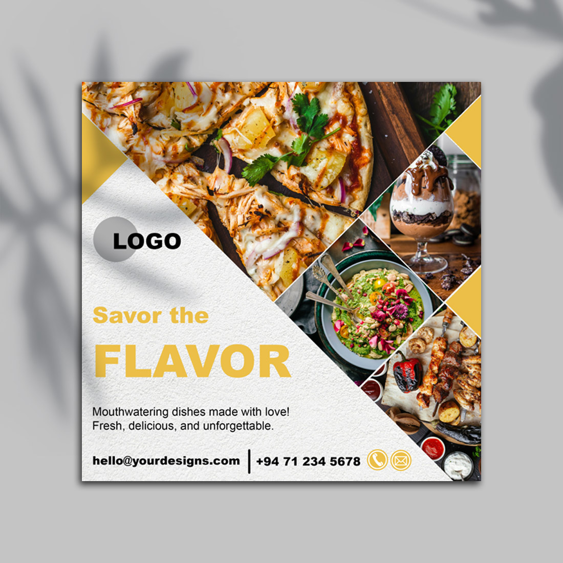 Savor the Flavor – Restaurant Food Menu Social Media PSD Template preview image.