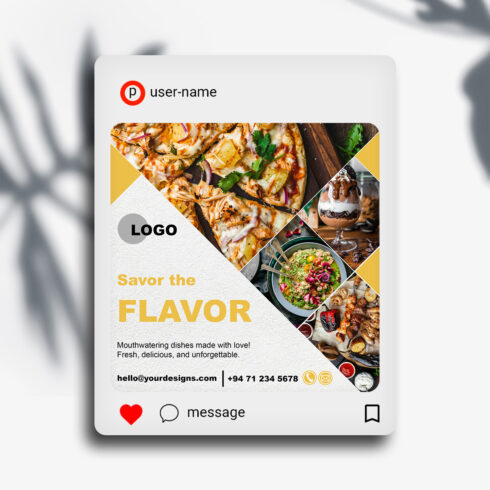 Savor the Flavor – Restaurant Food Menu Social Media PSD Template cover image.