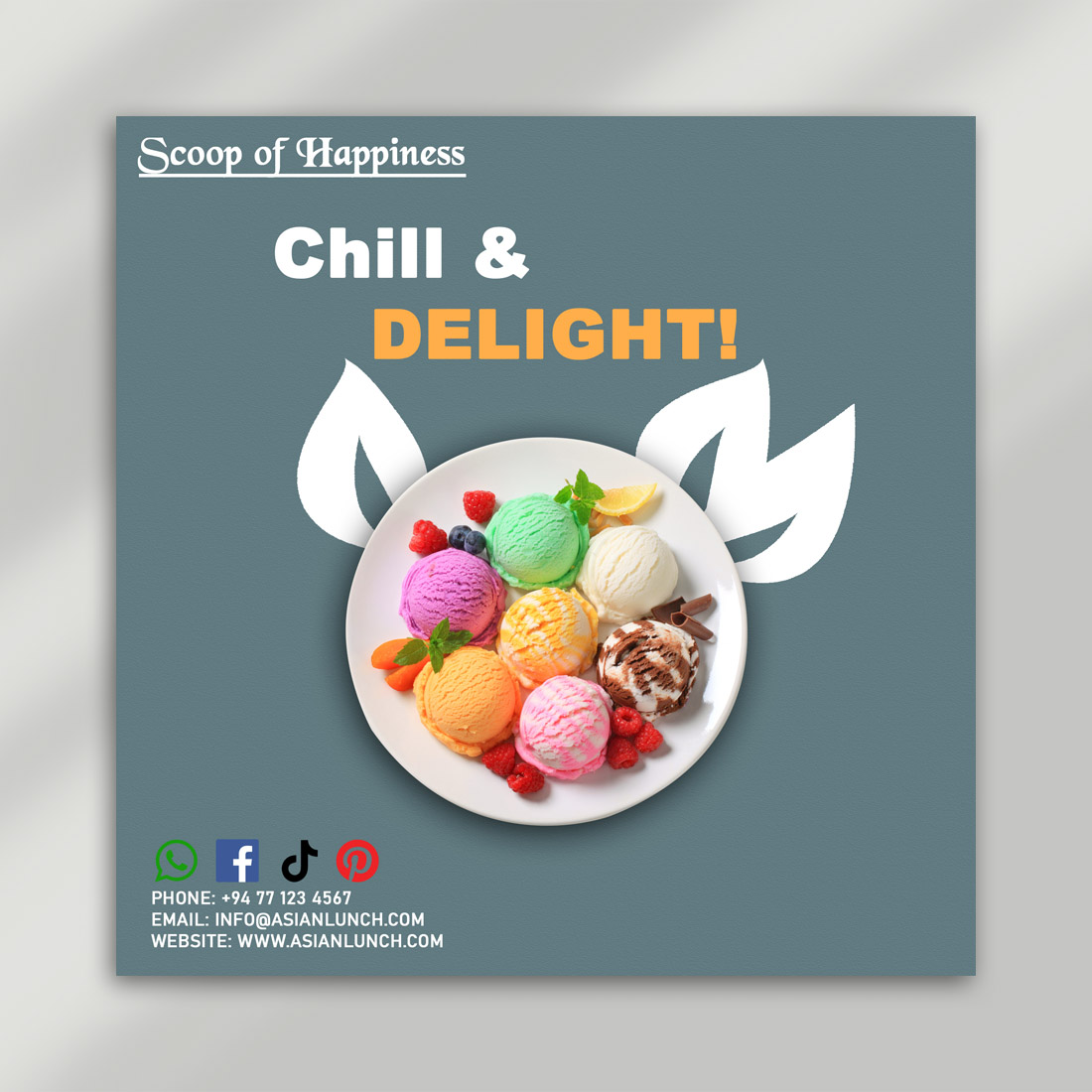 Scoop of Happiness – Ice Cream Social Media PSD Template cover image.