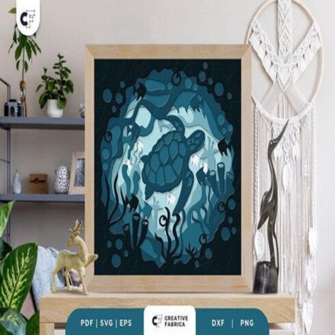 Sea Turtle 3D Shadow Box Paper Cut cover image.